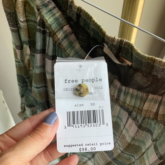 NWT Free People TEAGAN Plaid Puff Sleeve - Picture 9 of 10